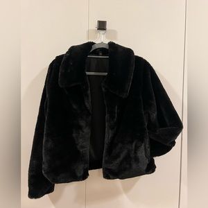 Express Black Cropped Faux Fur Jacket